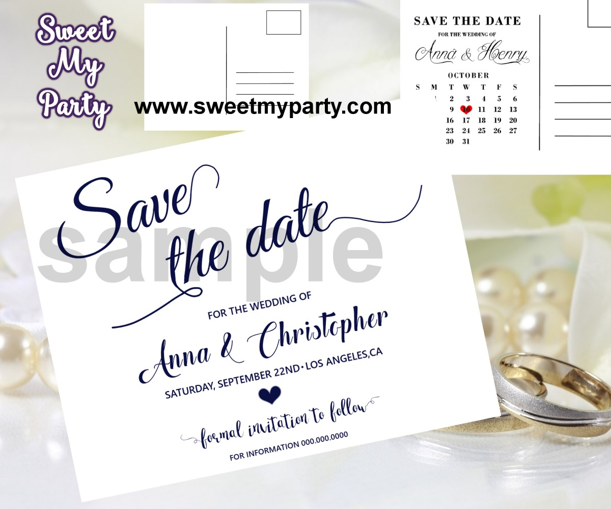Navy Blue Wedding Save the Date cards,Navy blue Wedding Save Our Date, (00c)